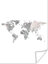 Wereldkaarten - Wereldkaart - Verf - Marmer - 60x80 cm
