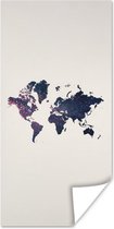 Poster Wereldkaart - Licht - Rood - 60x120 cm