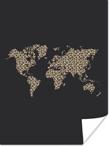 Affiche Carte du Wereldkaart - Imprimé Panthère - Design - 120x160 cm XXL