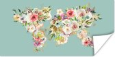 Affiche Wereldkaart - Roses - Anémone - Pastel - 120x60 cm