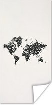 Wereldkaart Muur - Wereldkaart - Cijfers - Zwart - 40x80 cm - Poster