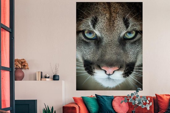 Poster Cougar gros plan 120x180 cm - Tirage photo sur Poster (décoration murale salon / chambre) / Poster Animaux XXL / Groot format!