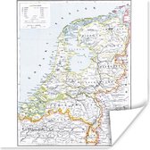 Poster Landkaart - Vintage - Nederland - 50x50 cm