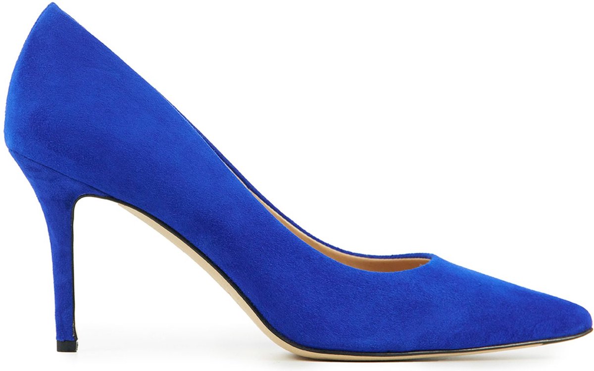 Lina Locchi Pumps / Stiletto Dames / Damesschoenen - Suède    - Naaldhak hoogte 8 cm - L1126 - Blauw - Maat 37