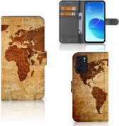 Telefoonhoesje OPPO Reno6 5G Wallet Bookcase Wereldkaart