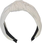 Diadeem - haarband van stof met knoop - rib/corduroy (fijn) - kinderen/meisjes/dames – lichtbruin/taupe