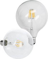 ECD Germany Pak van 20 LED Filament Bulb Globe E27 6W - Warm wit 2800K - 125mm - 624 lumen - AC 220-240V - vervangt 40W gloeilamp - Klassieke Vintage Retro - Balvorm Bulb Lamp