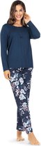 Marineblauwe bloemen pyjama Ascafa