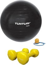 Tunturi - Fitness Set - Vinyl Dumbbell 2 x 1,5 kg  - Gymball Zwart 75 cm