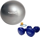Tunturi - Fitness Set - Vinyl Dumbbell 2 x 4 kg  - Gymball Zilver 75 cm
