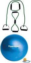 Tunturi - Fitness Set - Tubing Set Groen - Gymball Blauw 55 cm