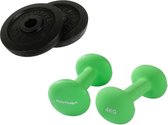 Tunturi - Fitness Set - Neopreen Dumbbellset 2 x 4 kg - Halterschijven 2 x 2,5 kg