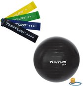 Tunturi - Fitness Set - Weerstandsbanden 4 stuks - Gymball Zwart 90 cm