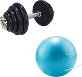 Tunturi - Fitness Set - Tunturi Fitnessbal 25 cm & Halterset 15 kg
