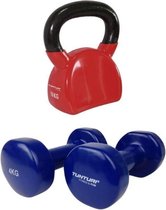 Tunturi - Fitness Set - Vinyl Dumbbell 2 x 4 kg - Kettlebell 10 kg