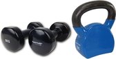 Tunturi - Fitness Set - Vinyl Dumbbell 2 x 5 kg - Kettlebell 12 kg