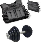 Tunturi - Fitness Set - Halterset 15 kg incl 1 Dumbbellstang - Gewichtsvest 10 kg