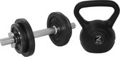 Tunturi - Fitness Set - Halterset 10 kg incl 1 Dumbellstang - Kettlebell 2 kg