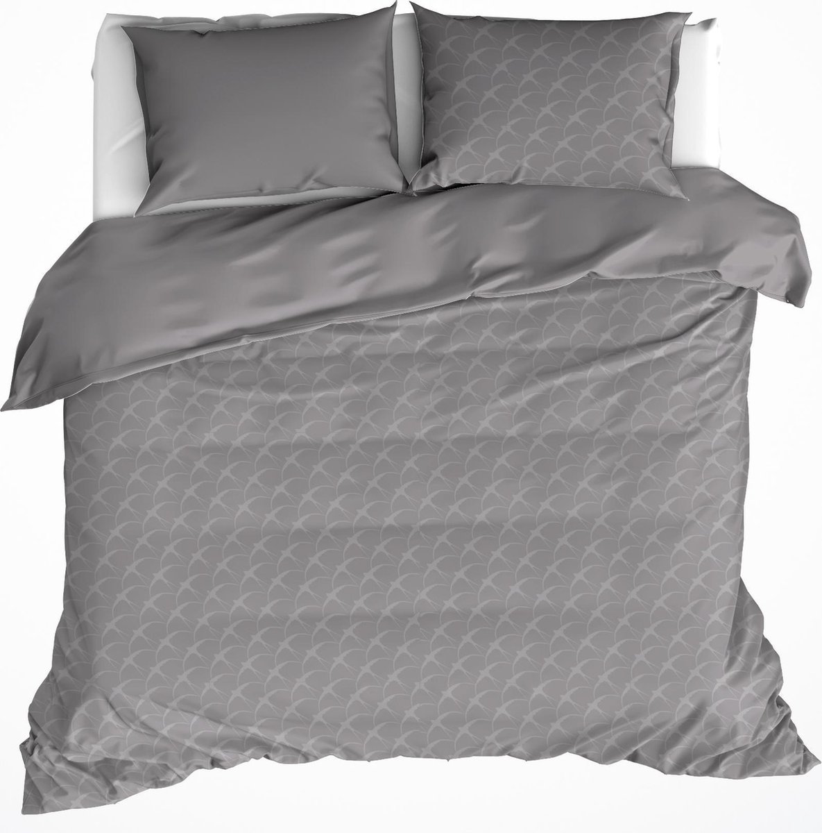 De Witte Lietaer Dekbedovertrek Birds Grey - Hotelmaat - 260 x 240 cm - Flanel