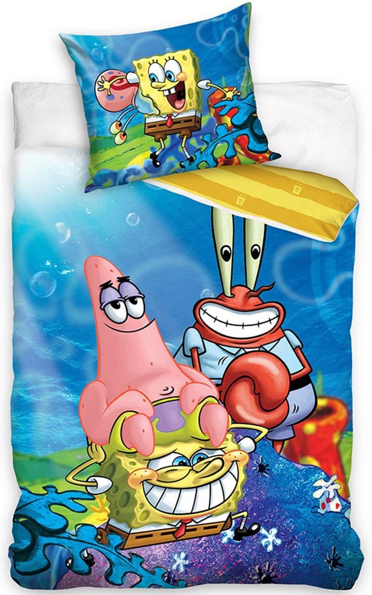 Spongebob Dekbedovertrek Patrick, Krabs en Spongebob - Eenpersoons - 140x200 cm - Multi