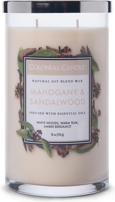 Colonial Candle – Classic Cylinder Mahogany & Sandelwood - 538 grammes