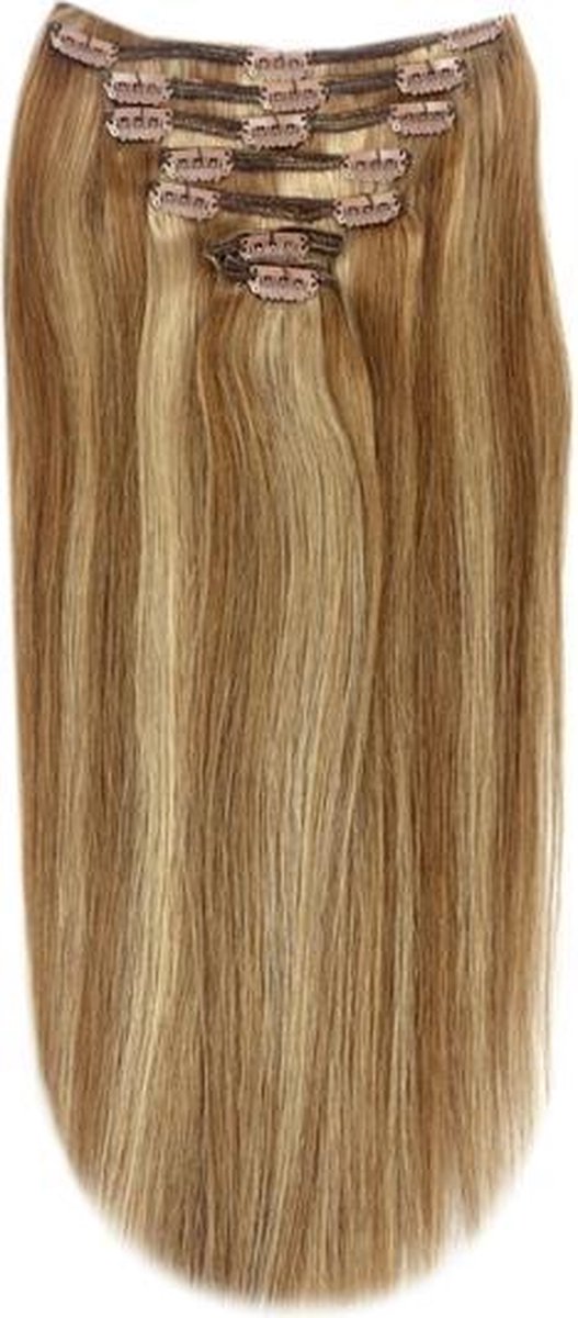 Remy Human Hair extensions straight 16 - bruin / blond 6/27