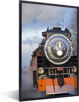 Fotolijst incl. Poster - Een vooraanzicht van een stoomlocomotief - 40x60 cm - Posterlijst