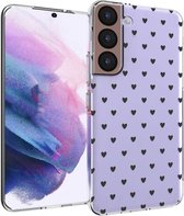 iMoshion Design voor de Samsung Galaxy S22 hoesje - Hartjes - Zwart