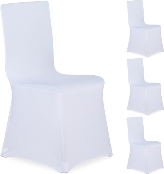 stoelhoezen - set van 4 - universeel - stretch - kerst - wit