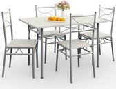 Casa 5 delige meubelset - eettafel + 4 stoelen - Wit