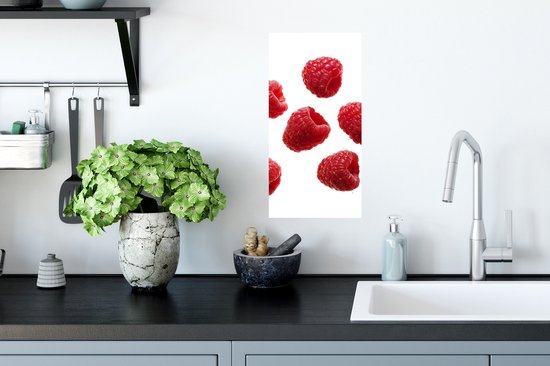 Affiche Fruit - Framboise - Wit - 20x40 cm