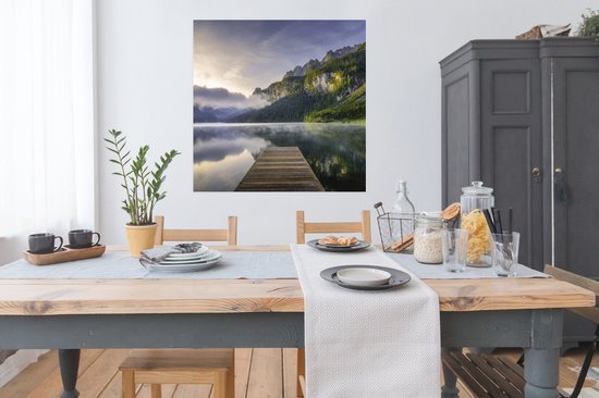 Poster Lever de soleil sur le paysage calme en Autriche - 100x100 cm XXL