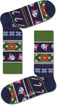 Happy Socks Happy Holiday Sock - unisex sokken - blauw met groen kerst thema - Unisex - Maat: 41-46