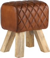 Kruk 36x47x30 cm bruin mangohout en buffelleer WOMO-Design