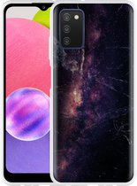 Hoesje Geschikt voor Samsung Galaxy A03s Black Space Marble