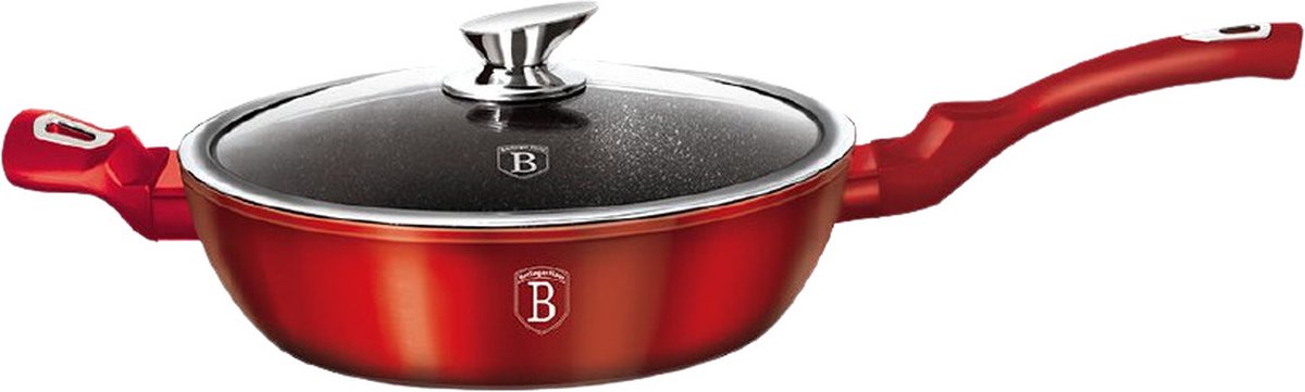 Berlinger Haus Metallic Serie - Graniet Koekenpan - 28cm - Rode Metalen Glans - Soft-Touch