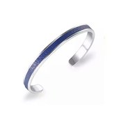 Soraro Klemarmband Leer |Blauw&Zilver | Armband Mannen | Armband Heren | Mannen Cadeau voor Man Cadeautjes | Pasen | koningsdag