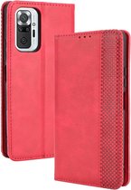 Xiaomi Redmi Note 10 Pro Hoesje - Vintage Book Case - Rood