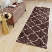 Tapiso Sari Tapijt Loper Bruin Modern Woonkamer Hal Slaapkamer Maat- 70x100