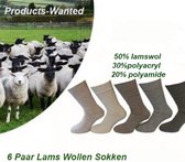 Lams Wollen Sokken 6 Paar in Zwart Kleur-Maat 43/45