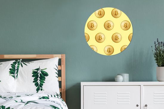 WallCircle - Wall Circle - Wall Circle Indoor - Bitcoin - Or - Motifs - Jaune - 60x60 cm - Décoration murale - Peintures Ronds
