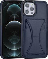 Blauw hoesje voor iPhone 12 Pro Max - Back Cover - Pasjeshouder - Multifunctionele Handstrap