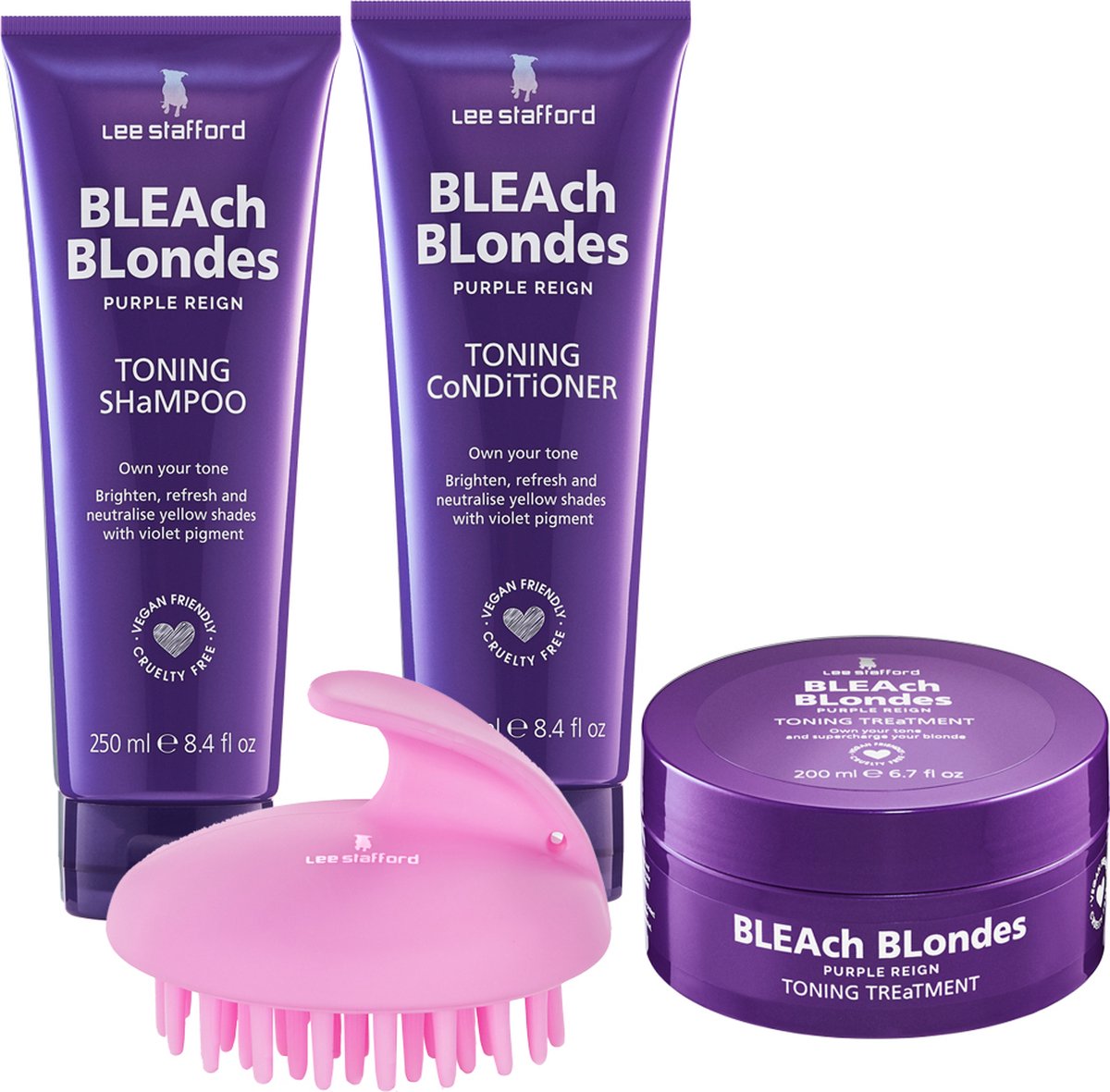 Lee Stafford - Bleach Blondes - Purple Reign - Coffret Cadeau - avec Brosse  de Massage | bol.com