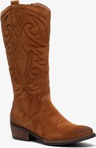 TwoDay suede dames cowboy western laarzen - Cognac - Maat 40 - Echt leer