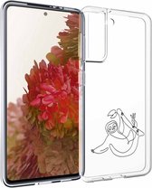 iMoshion Design hoesje voor de Samsung Galaxy S21 - Serious Request - Line art luiaard - Zwart