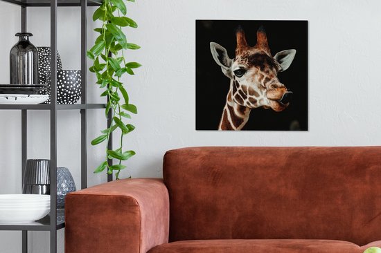Toile Peinture Girafe - Animaux - Zwart - 50x50 cm - Décoration murale