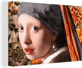 Toile Peinture Jeune Fille à la Perle - Vermeer - Collage - 140x90 cm - Décoration murale