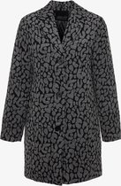 Jazlyn dames mantel jas met luipaardprint - Grijs - Maat 3XL