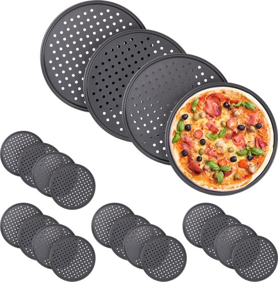 20x pizza bakplaat 32 cm rond - pizzaplaat - bakblik - ovenplaat - staal - set