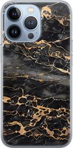 iPhone 13 Pro hoesje siliconen - Marmer grijs brons | Apple iPhone 13 Pro case | TPU backcover transparant